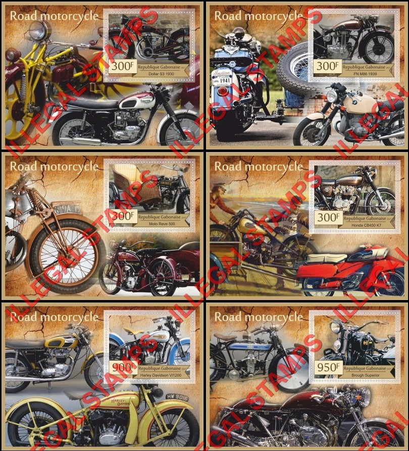 Gabon 2017 Motorcycles Illegal Stamp Souvenir Sheets of 1 Gabon 2017 Motorcycles Illegal Stamp Souvenir Sheets of 1