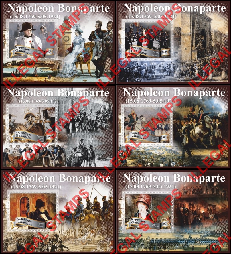 Gabon 2017 Napoleon Bonaparte Illegal Stamp Souvenir Sheets of 1 Gabon 2017 Napoleon Bonaparte Illegal Stamp Souvenir Sheets of 1