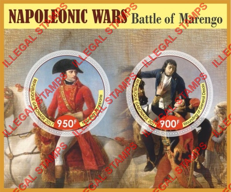 Gabon 2017 Napoleonic Wars Battle of Marengo Illegal Stamp Souvenir Sheet of 2 Gabon 2017 Napoleonic Wars Battle of Marengo Illegal Stamp Souvenir Sheet of 2