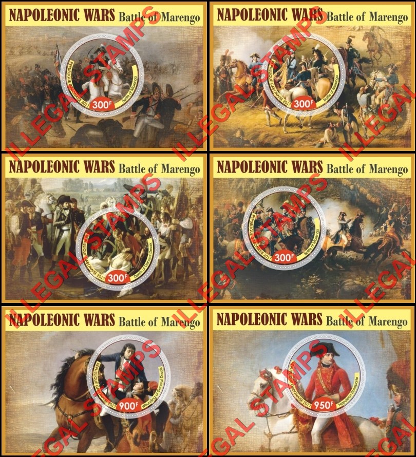 Gabon 2017 Napoleonic Wars Battle of Marengo Illegal Stamp Souvenir Sheets of 1 Gabon 2017 Napoleonic Wars Battle of Marengo Illegal Stamp Souvenir Sheets of 1