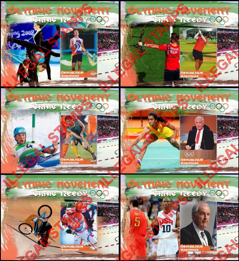 Gabon 2017 Olympic Movement Craig Reedy Illegal Stamp Souvenir Sheets of 1 Gabon 2017 Olympic Movement Craig Reedy Illegal Stamp Souvenir Sheets of 1