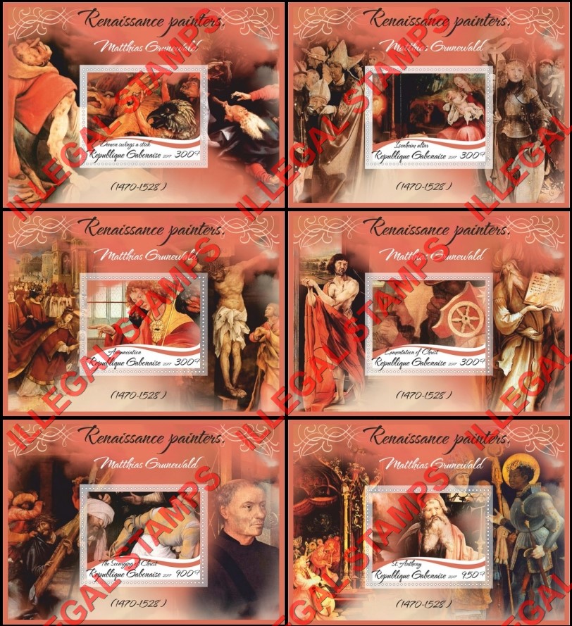 Gabon 2017 Paintings by Grunewald Illegal Stamp Souvenir Sheets of 1 Gabon 2017 Paintings by Grunewald Illegal Stamp Souvenir Sheets of 1