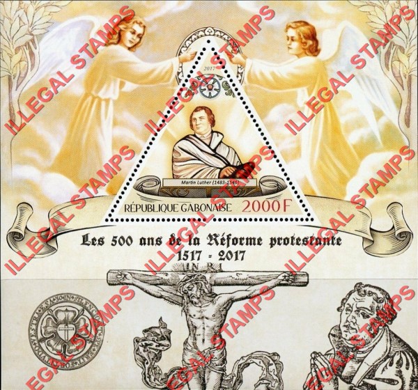 Gabon 2017 Protestant Reformation Illegal Stamp Souvenir Sheet of 1 Gabon 2017 Protestant Reformation Illegal Stamp Souvenir Sheet of 1