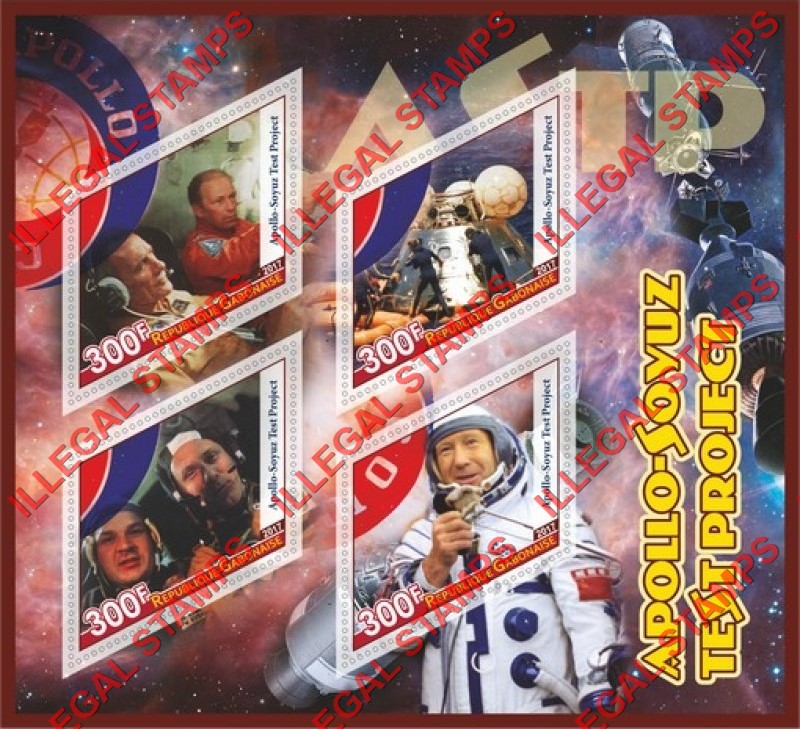 Gabon 2017 Space Apollo Soyuz Illegal Stamp Souvenir Sheet of 4 Gabon 2017 Space Apollo Soyuz Illegal Stamp Souvenir Sheet of 4
