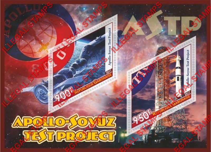 Gabon 2017 Space Apollo Soyuz Illegal Stamp Souvenir Sheet of 2 Gabon 2017 Space Apollo Soyuz Illegal Stamp Souvenir Sheet of 2