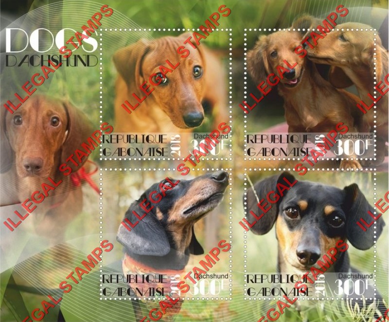 Gabon 2018 Dogs Illegal Stamp Souvenir Sheet of 4 Gabon 2018 Dogs Illegal Stamp Souvenir Sheet of 4