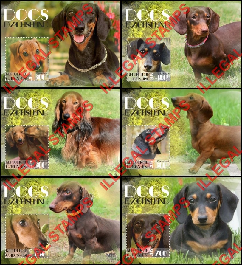 Gabon 2018 Dogs Illegal Stamp Souvenir Sheets of 1 Gabon 2018 Dogs Illegal Stamp Souvenir Sheets of 1