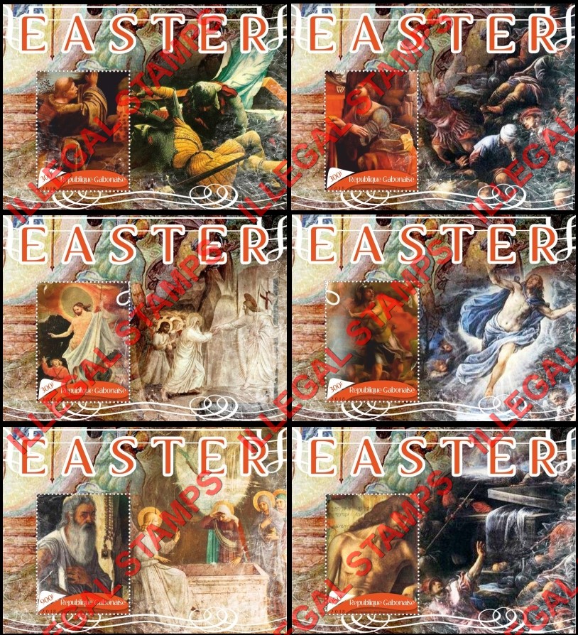 Gabon 2018 Easter Art Illegal Stamp Souvenir Sheets of 1 Gabon 2018 Easter Art Illegal Stamp Souvenir Sheets of 1