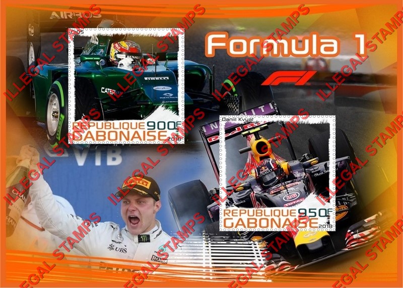 Gabon 2018 Formula I Drivers Illegal Stamp Souvenir Sheet of 2 Gabon 2018 Formula I Drivers Illegal Stamp Souvenir Sheet of 2
