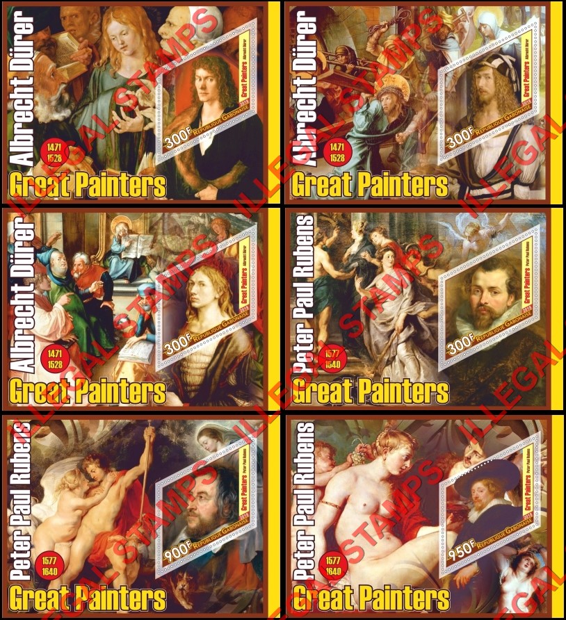 Gabon 2018 Great Painters Durer and Rubens Illegal Stamp Souvenir Sheets of 1 Gabon 2018 Great Painters Durer and Rubens Illegal Stamp Souvenir Sheets of 1
