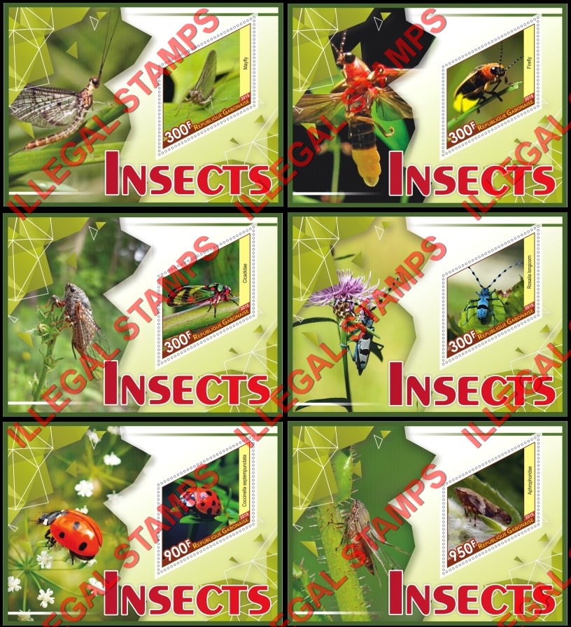 Gabon 2018 Insects Illegal Stamp Souvenir Sheets of 1 Gabon 2018 Insects Illegal Stamp Souvenir Sheets of 1