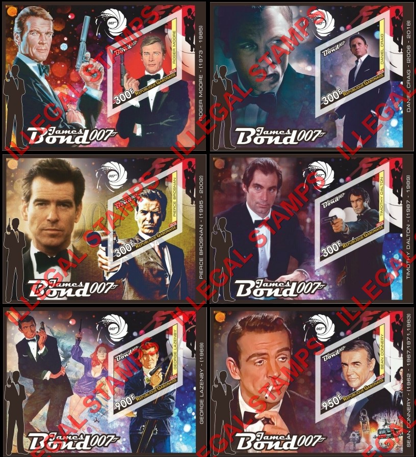 Gabon 2018 James Bond Illegal Stamp Souvenir Sheets of 1 Gabon 2018 James Bond Illegal Stamp Souvenir Sheets of 1
