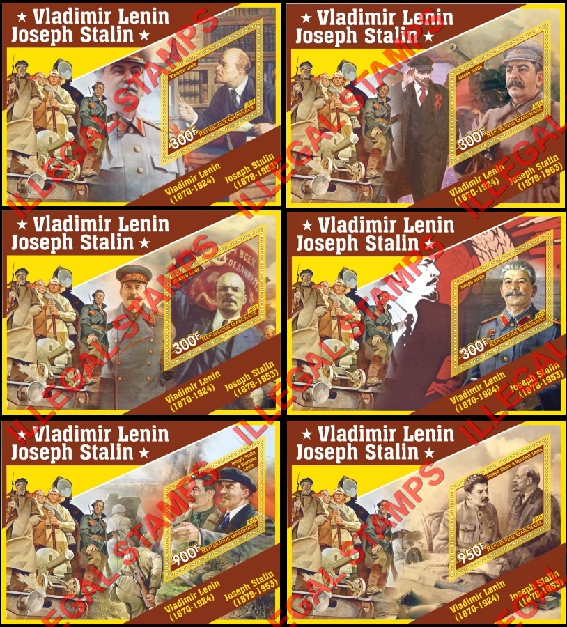 Gabon 2018 Lenin and Stalin Illegal Stamp Souvenir Sheets of 1 Gabon 2018 Lenin and Stalin Illegal Stamp Souvenir Sheets of 1