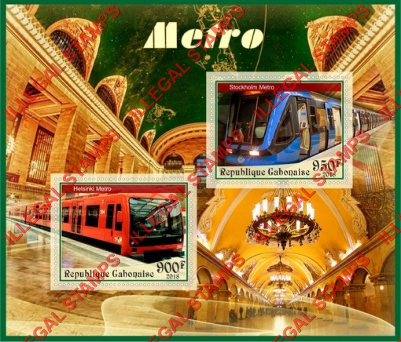 Gabon 2018 Metro Illegal Stamp Souvenir Sheet of 2 Gabon 2018 Metro Illegal Stamp Souvenir Sheet of 2