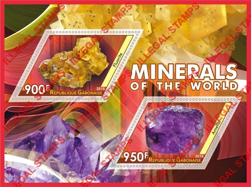 Gabon 2018 Minerals Illegal Stamp Souvenir Sheet of 2 Gabon 2018 Minerals Illegal Stamp Souvenir Sheet of 2