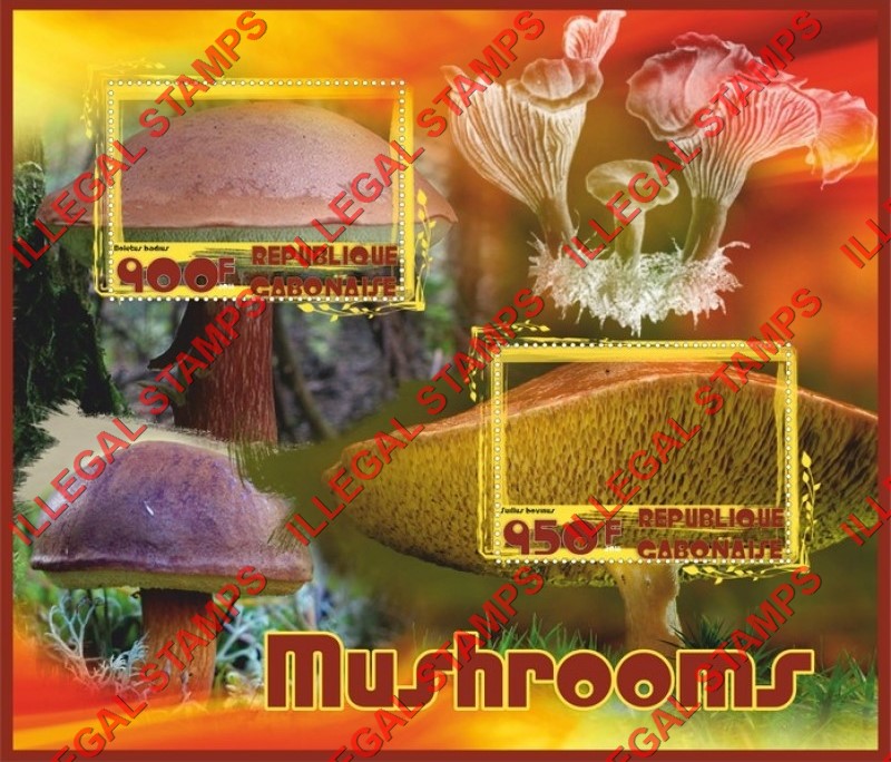 Gabon 2018 Mushrooms Illegal Stamp Souvenir Sheet of 2 Gabon 2018 Mushrooms Illegal Stamp Souvenir Sheet of 2