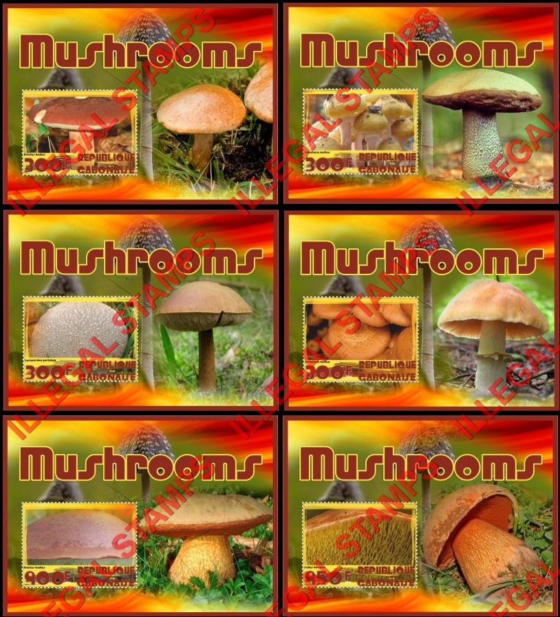 Gabon 2018 Mushrooms Illegal Stamp Souvenir Sheets of 1 Gabon 2018 Mushrooms Illegal Stamp Souvenir Sheets of 1