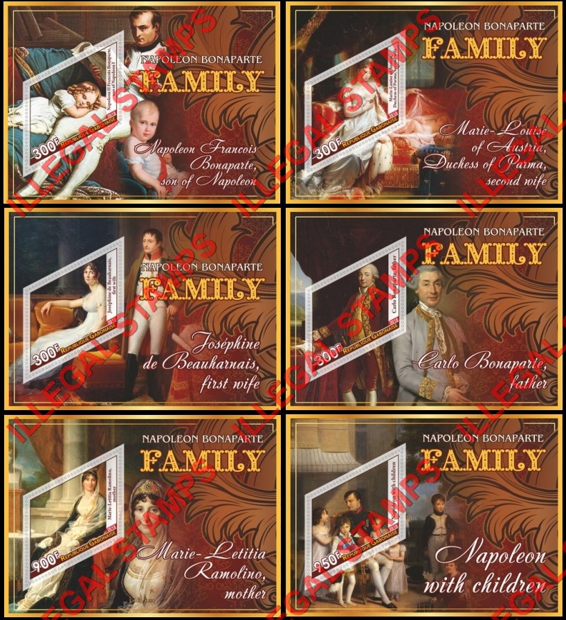 Gabon 2018 Napoleon Bonaparte Family Illegal Stamp Souvenir Sheets of 1 Gabon 2018 Napoleon Bonaparte Family Illegal Stamp Souvenir Sheets of 1