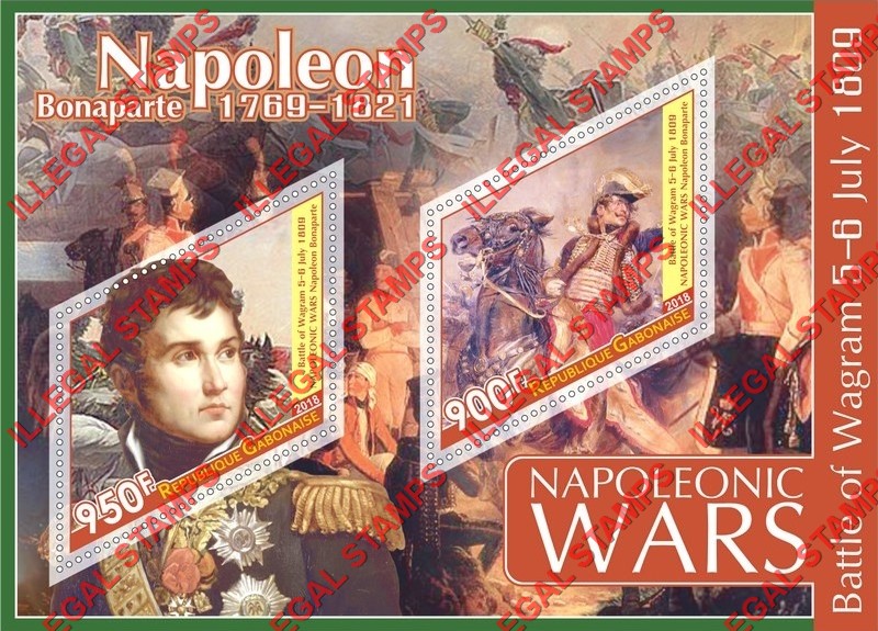 Gabon 2018 Napoleonic Wars Illegal Stamp Souvenir Sheet of 2 Gabon 2018 Napoleonic Wars Illegal Stamp Souvenir Sheet of 2