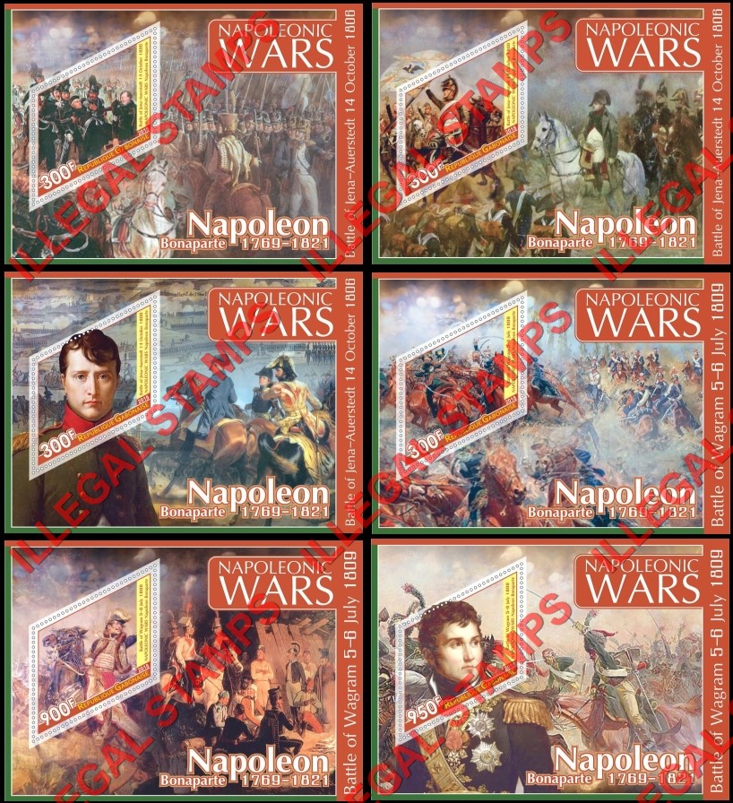 Gabon 2018 Napoleonic Wars Illegal Stamp Souvenir Sheets of 1 Gabon 2018 Napoleonic Wars Illegal Stamp Souvenir Sheets of 1