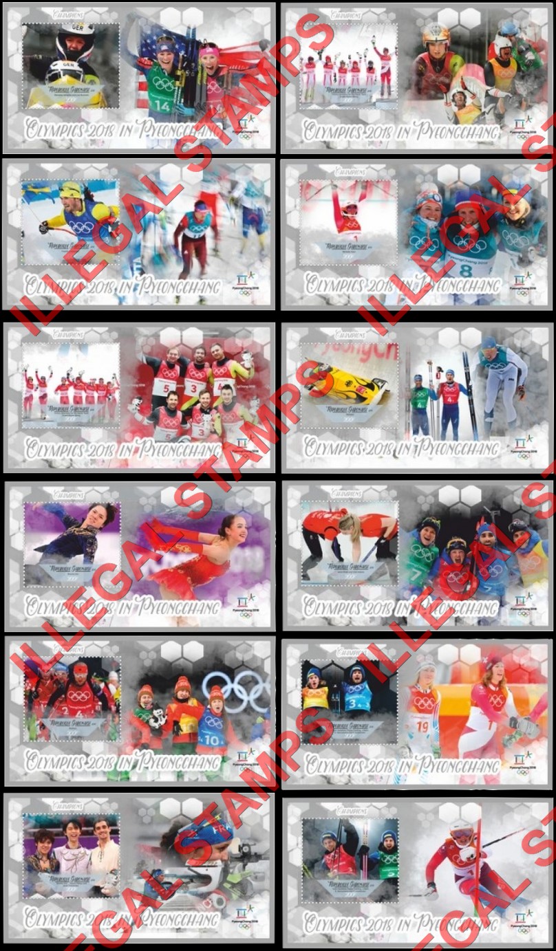 Gabon 2018 Olympic Champions Illegal Stamp Souvenir Sheets of 1 Gabon 2018 Olympic Champions Illegal Stamp Souvenir Sheets of 1