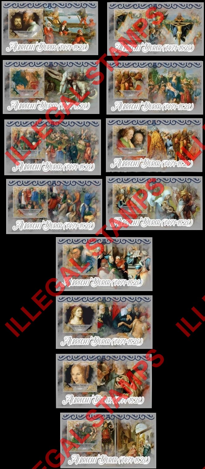 Gabon 2018 Paintings by Durer (different) Illegal Stamp Souvenir Sheets of 1 Gabon 2018 Paintings by Durer (different) Illegal Stamp Souvenir Sheets of 1