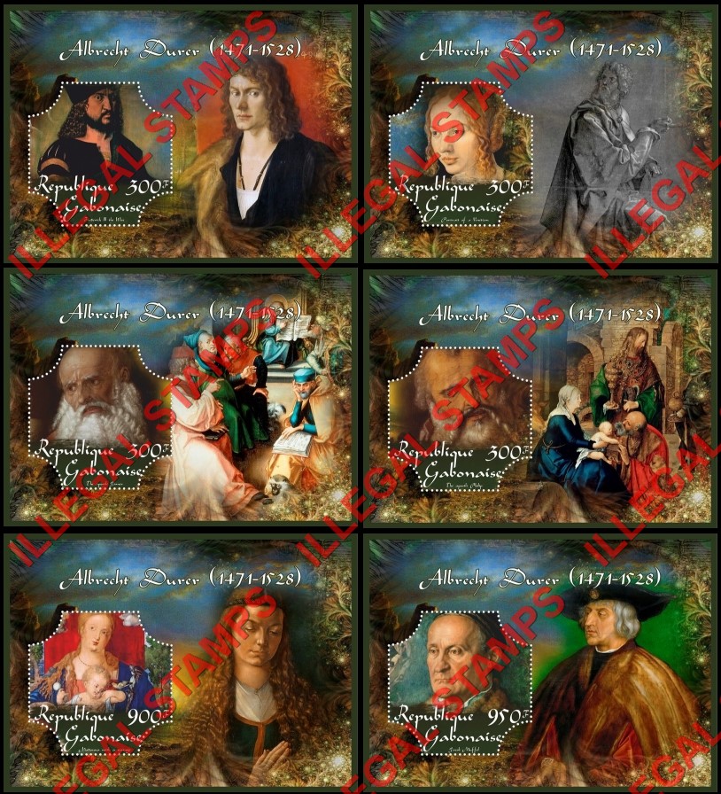 Gabon 2018 Paintings by Durer Illegal Stamp Souvenir Sheets of 1 Gabon 2018 Paintings by Durer Illegal Stamp Souvenir Sheets of 1