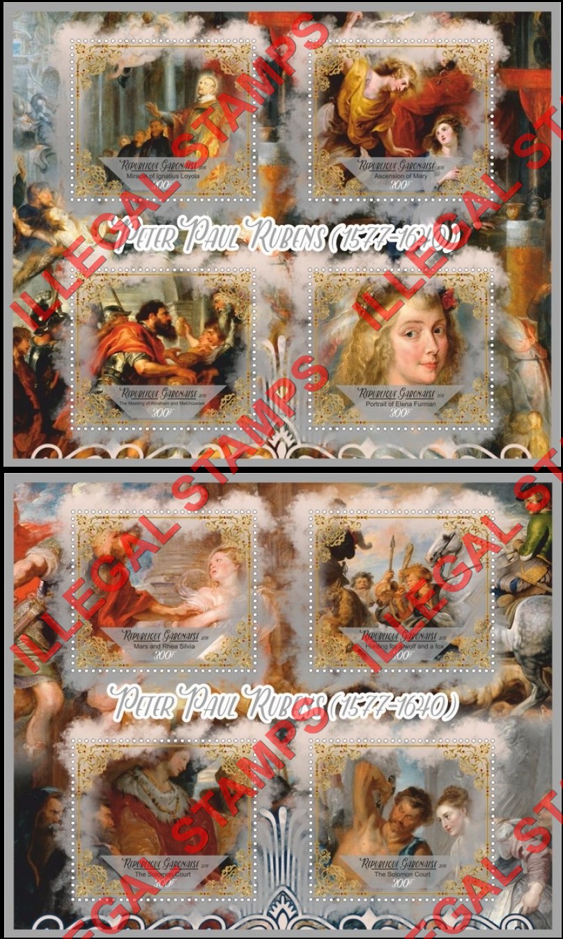 Gabon 2018 Paintings by Rubens Illegal Stamp Souvenir Sheets of 4 (Part 1) Gabon 2018 Paintings by Rubens Illegal Stamp Souvenir Sheets of 4 (Part 1)