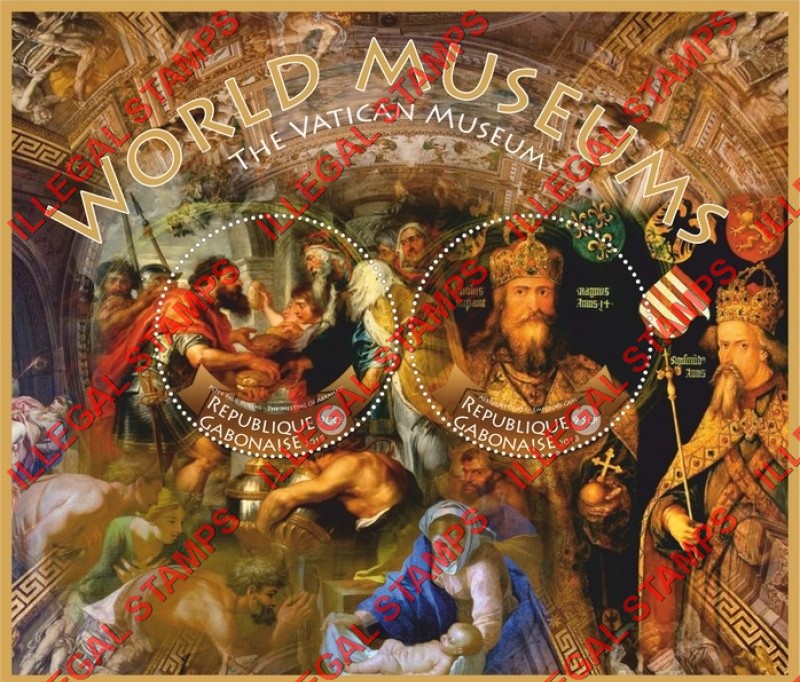 Gabon 2018 Paintings in the Vatican Museum Illegal Stamp Souvenir Sheet of 2 Gabon 2018 Paintings in the Vatican Museum Illegal Stamp Souvenir Sheet of 2