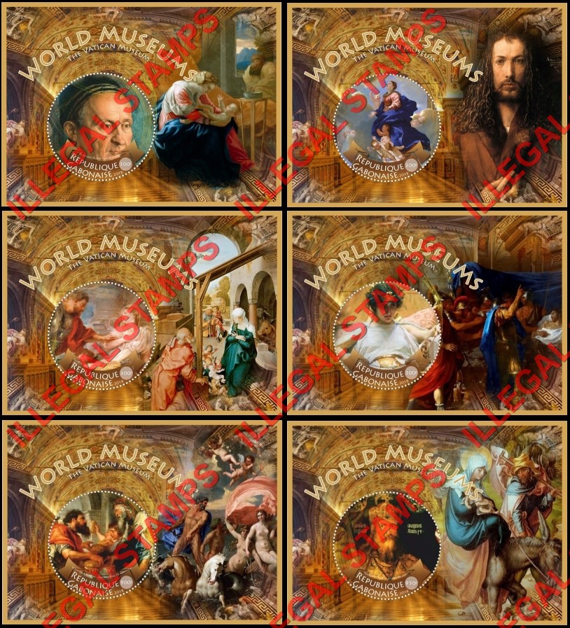 Gabon 2018 Paintings in the Vatican Museum Illegal Stamp Souvenir Sheets of 1 Gabon 2018 Paintings in the Vatican Museum Illegal Stamp Souvenir Sheets of 1
