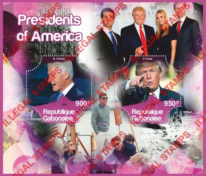 Gabon 2018 Presidents of America Illegal Stamp Souvenir Sheet of 2 Gabon 2018 Presidents of America Illegal Stamp Souvenir Sheet of 2