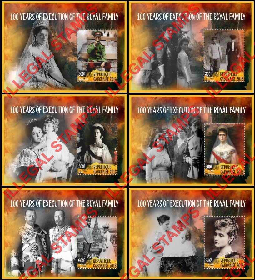 Gabon 2018 Royal Family Nicholas II Execution Illegal Stamp Souvenir Sheets of 1 Gabon 2018 Royal Family Nicholas II Execution Illegal Stamp Souvenir Sheets of 1