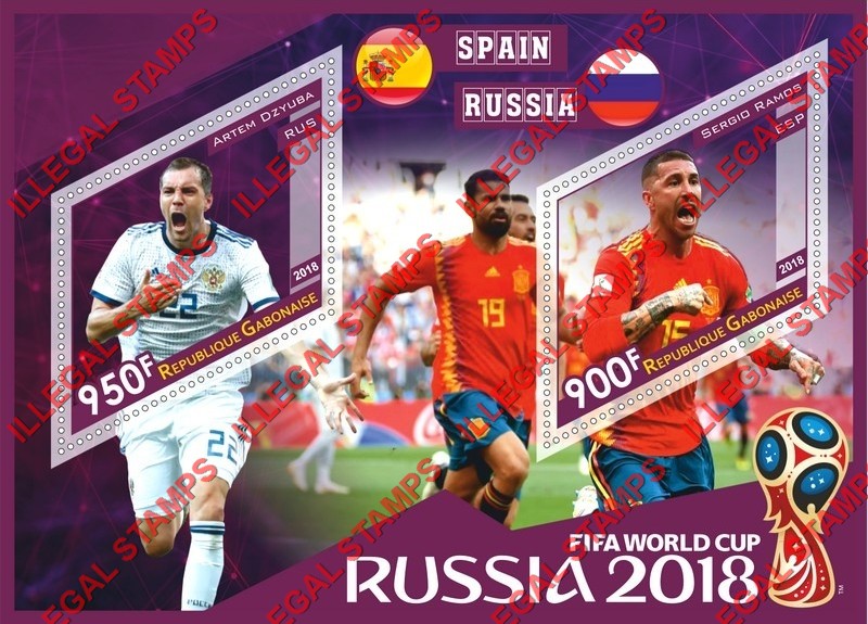 Gabon 2018 Soccer Football World Cup in Russia Illegal Stamp Souvenir Sheet of 2 Gabon 2018 Soccer Football World Cup in Russia Illegal Stamp Souvenir Sheet of 2