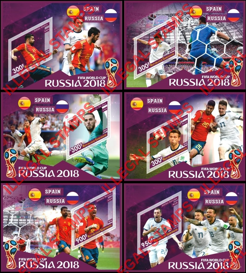 Gabon 2018 Soccer Football World Cup in Russia Illegal Stamp Souvenir Sheets of 1 Gabon 2018 Soccer Football World Cup in Russia Illegal Stamp Souvenir Sheets of 1