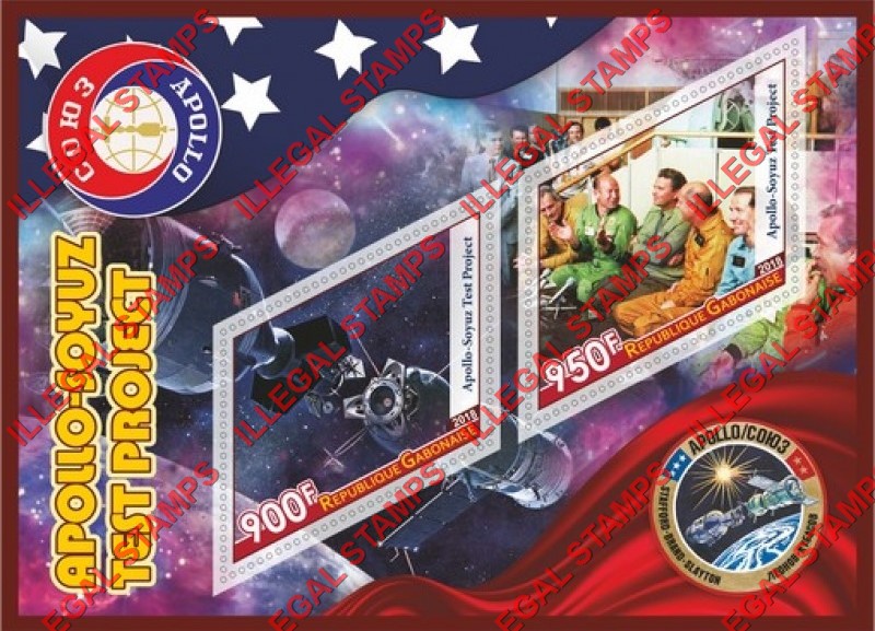Gabon 2018 Space Apollo-Soyuz Test Project Illegal Stamp Souvenir Sheet of 2 Gabon 2018 Space Apollo-Soyuz Test Project Illegal Stamp Souvenir Sheet of 2