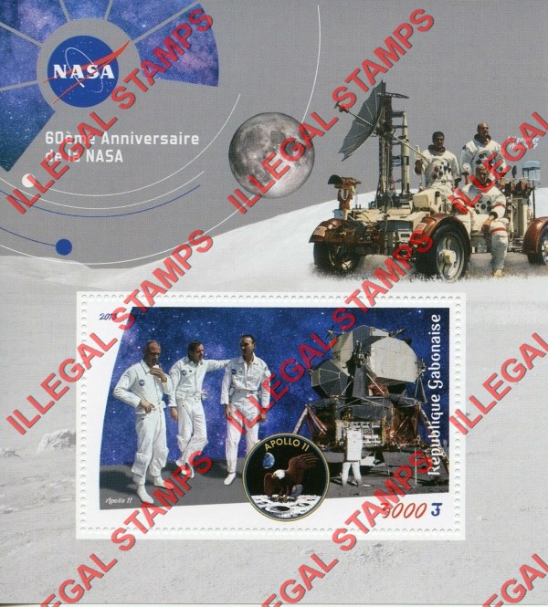Gabon 2018 Space NASA 60th Anniversary Illegal Stamp Souvenir Sheet of 1 Gabon 2018 Space NASA 60th Anniversary Illegal Stamp Souvenir Sheet of 1