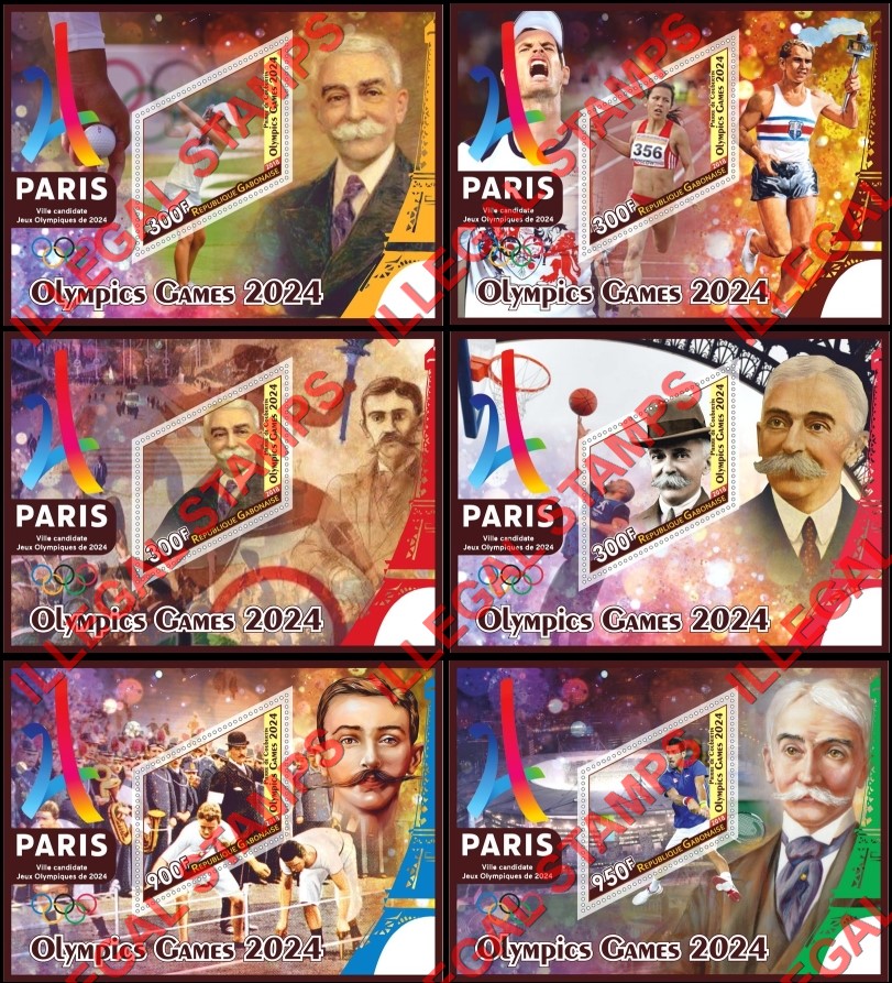 Gabon 2018 Summer Olympic Games Paris 2024 Illegal Stamp Souvenir Sheets of 1 Gabon 2018 Summer Olympic Games Paris 2024 Illegal Stamp Souvenir Sheets of 1