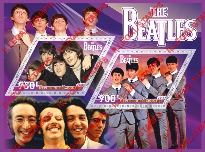 Gabon 2018 The Beatles (different) Illegal Stamp Souvenir Sheet of 2 Gabon 2018 The Beatles (different) Illegal Stamp Souvenir Sheet of 2