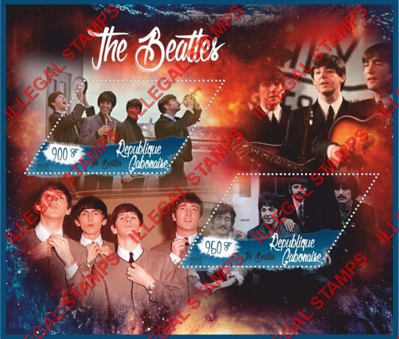 Gabon 2018 The Beatles Illegal Stamp Souvenir Sheet of 2 Gabon 2018 The Beatles Illegal Stamp Souvenir Sheet of 2
