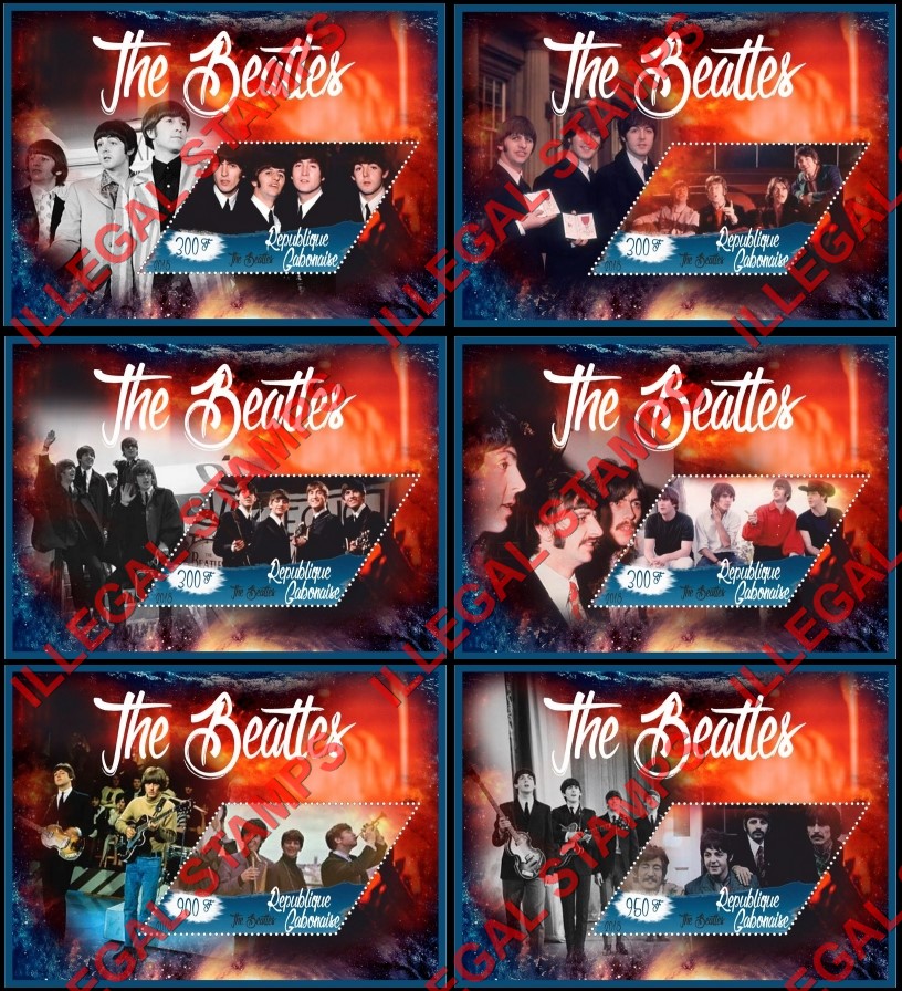 Gabon 2018 The Beatles Illegal Stamp Souvenir Sheets of 1 Gabon 2018 The Beatles Illegal Stamp Souvenir Sheets of 1