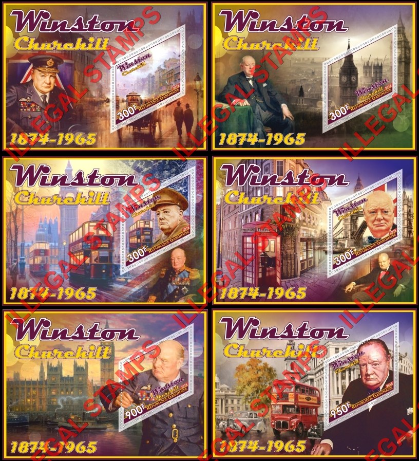 Gabon 2018 Winston Churchill Illegal Stamp Souvenir Sheets of 1 Gabon 2018 Winston Churchill Illegal Stamp Souvenir Sheets of 1