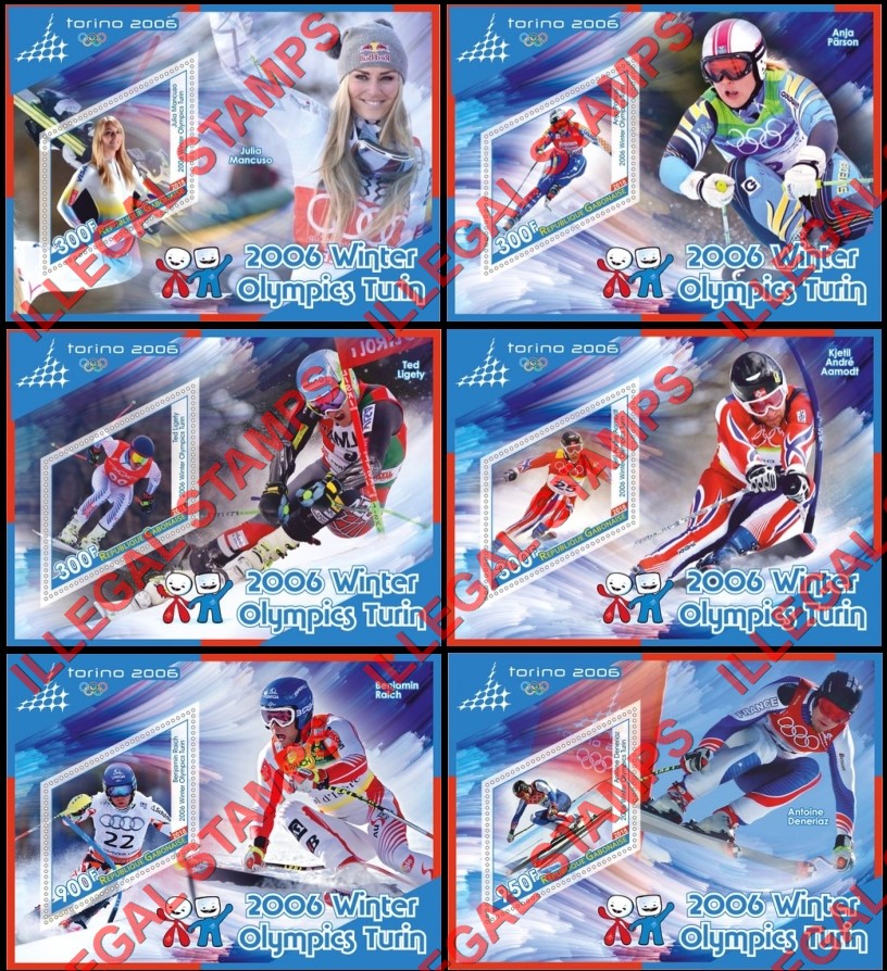 Gabon 2018 Winter Olympics Torino 2006 Illegal Stamp Souvenir Sheets of 1 Gabon 2018 Winter Olympics Torino 2006 Illegal Stamp Souvenir Sheets of 1