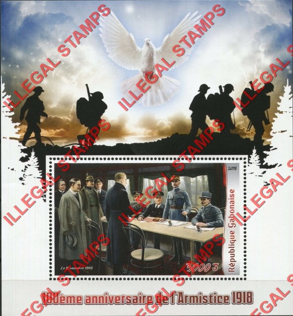 Gabon 2018 World War I Armistice Illegal Stamp Souvenir Sheet of 1 Gabon 2018 World War I Armistice Illegal Stamp Souvenir Sheet of 1