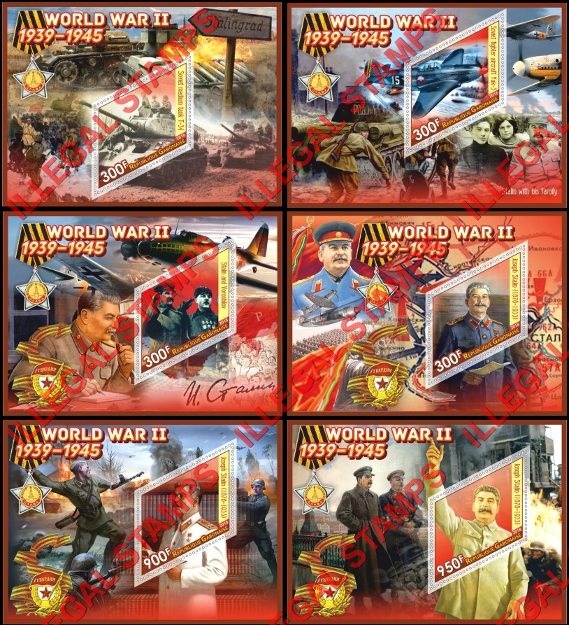 Gabon 2018 World War II Stalin Illegal Stamp Souvenir Sheets of 1 Gabon 2018 World War II Stalin Illegal Stamp Souvenir Sheets of 1
