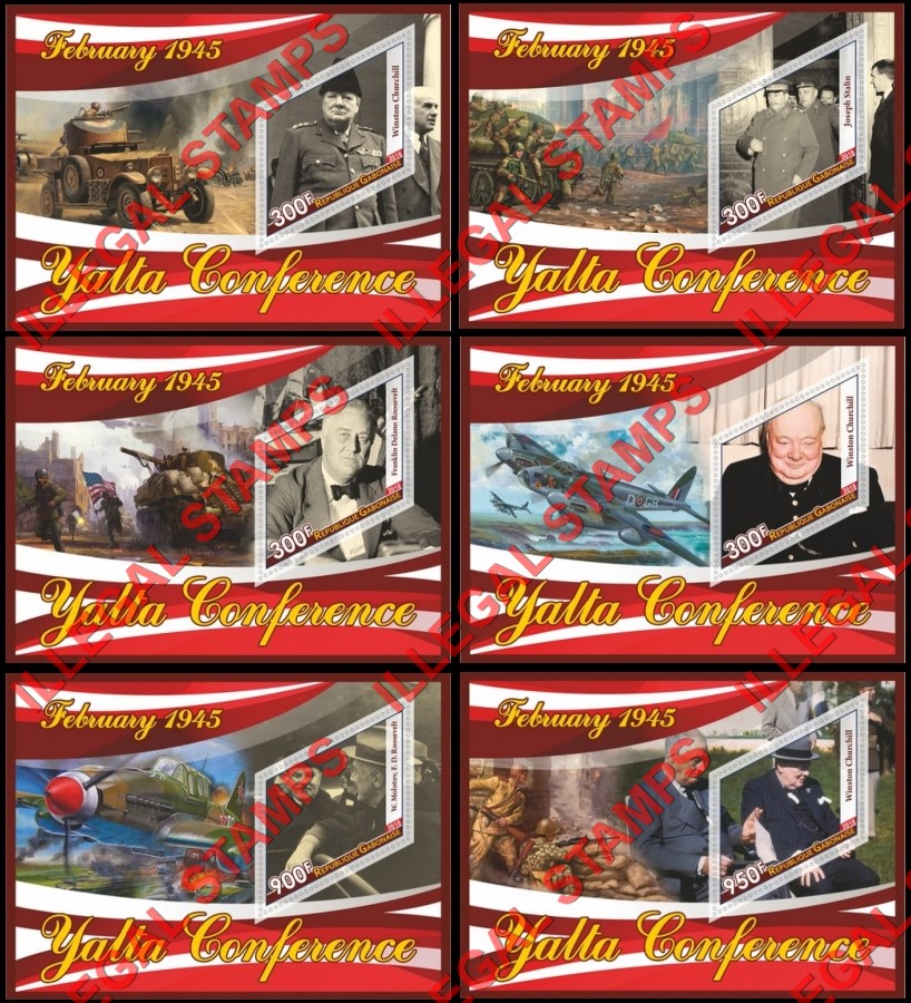 Gabon 2018 Yalta Conference Illegal Stamp Souvenir Sheets of 1 Gabon 2018 Yalta Conference Illegal Stamp Souvenir Sheets of 1