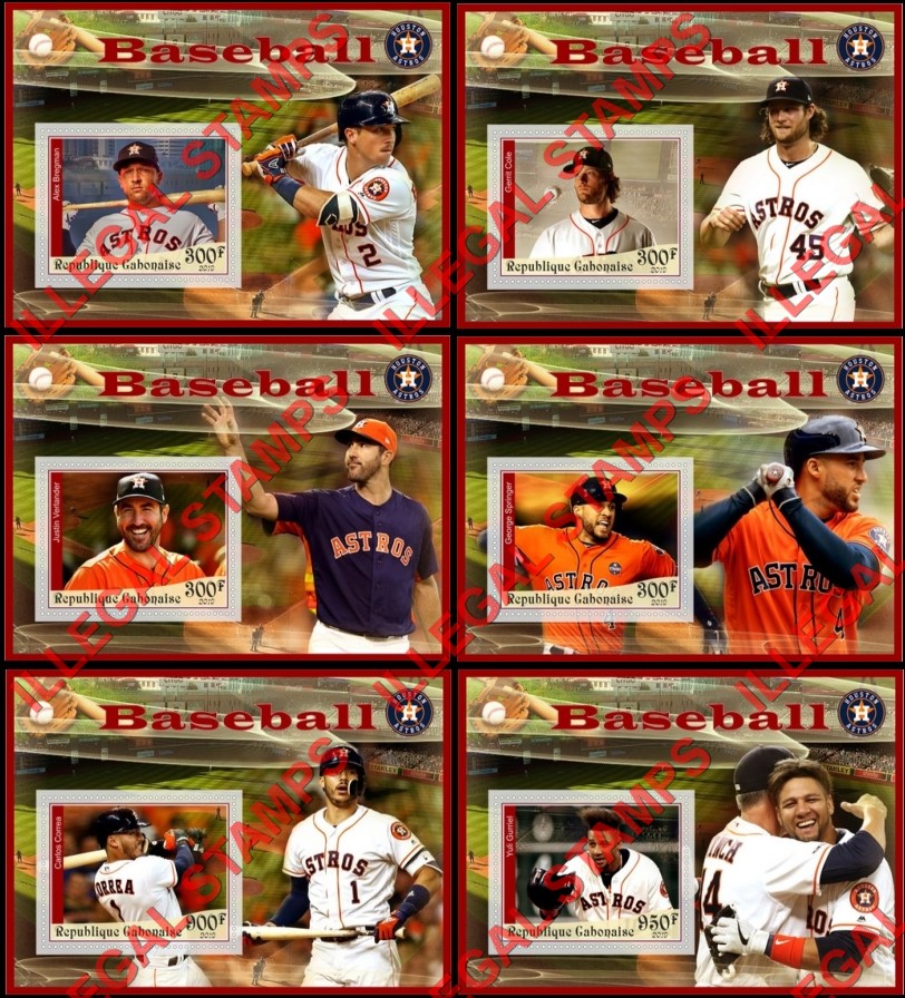 Gabon 2019 Baseball Illegal Stamp Souvenir Sheets of 1 Gabon 2019 Baseball Illegal Stamp Souvenir Sheets of 1