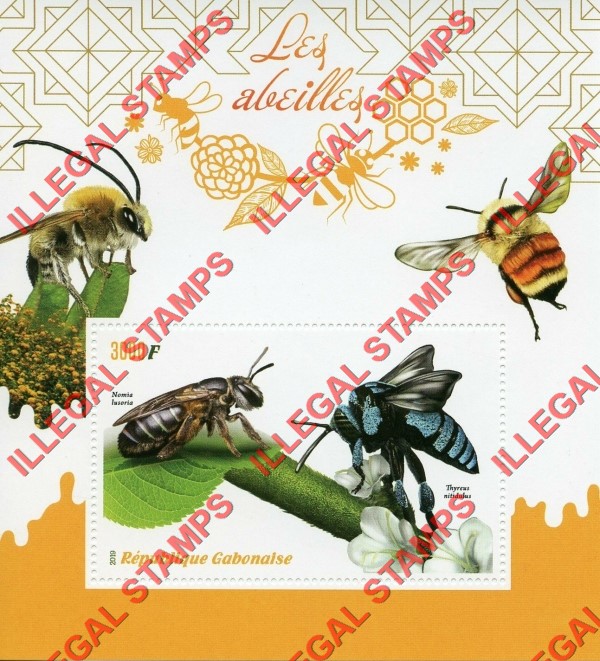 Gabon 2019 Bees Illegal Stamp Souvenir Sheet of 1 Gabon 2019 Bees Illegal Stamp Souvenir Sheet of 1