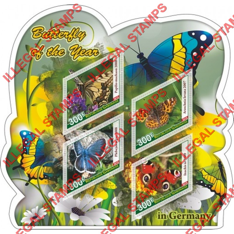 Gabon 2019 Butterflies of the Year in Germany Illegal Stamp Souvenir Sheet of 4 Gabon 2019 Butterflies of the Year in Germany Illegal Stamp Souvenir Sheet of 4