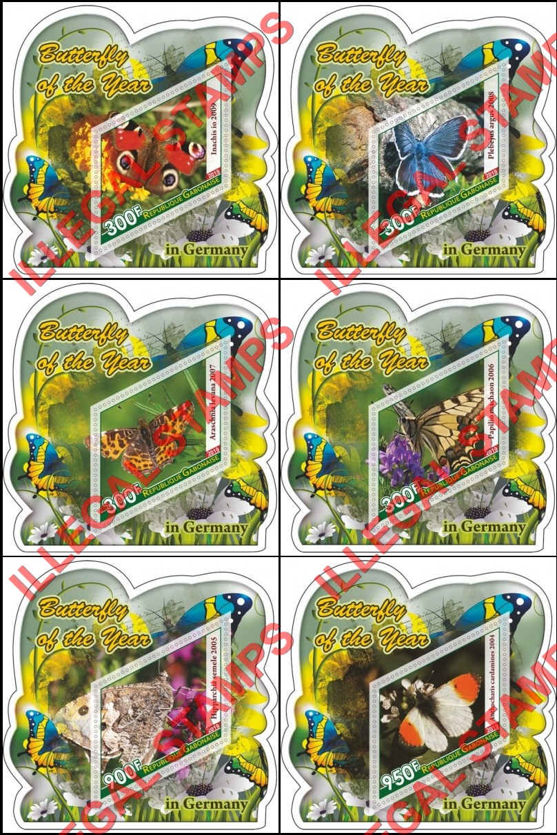 Gabon 2019 Butterflies of the Year in Germany Illegal Stamp Souvenir Sheets of 1 Gabon 2019 Butterflies of the Year in Germany Illegal Stamp Souvenir Sheets of 1