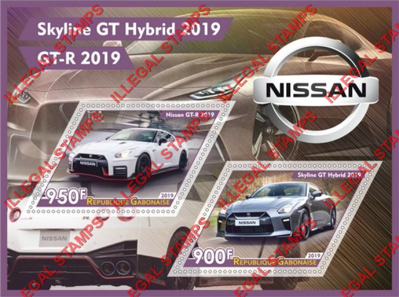 Gabon 2019 Cars Nissan Illegal Stamp Souvenir Sheet of 2 Gabon 2019 Cars Nissan Illegal Stamp Souvenir Sheet of 2